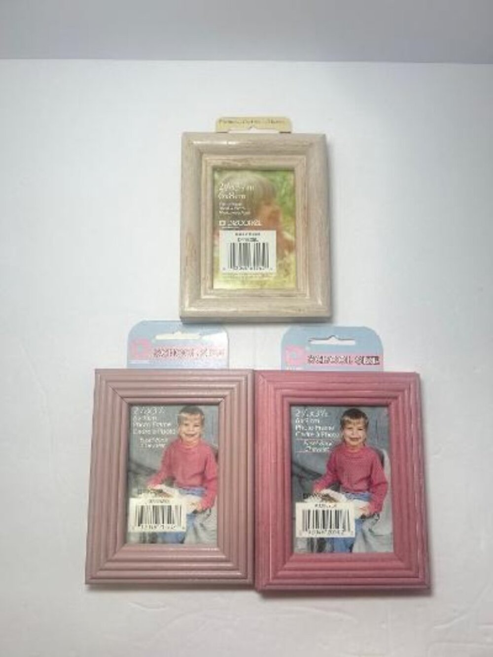 3 Wood Picture Frames 2 x 3 Inch Photo Wooden Photo Frame Assorted Pink & Cream